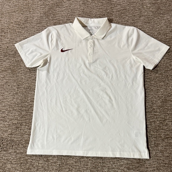 Nike Men's White Polo with Maroon Swoosh - Picture 1 of 7
